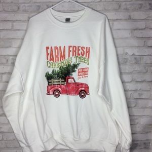 Gildan, 2XL. White sweatshirt. Christmas.